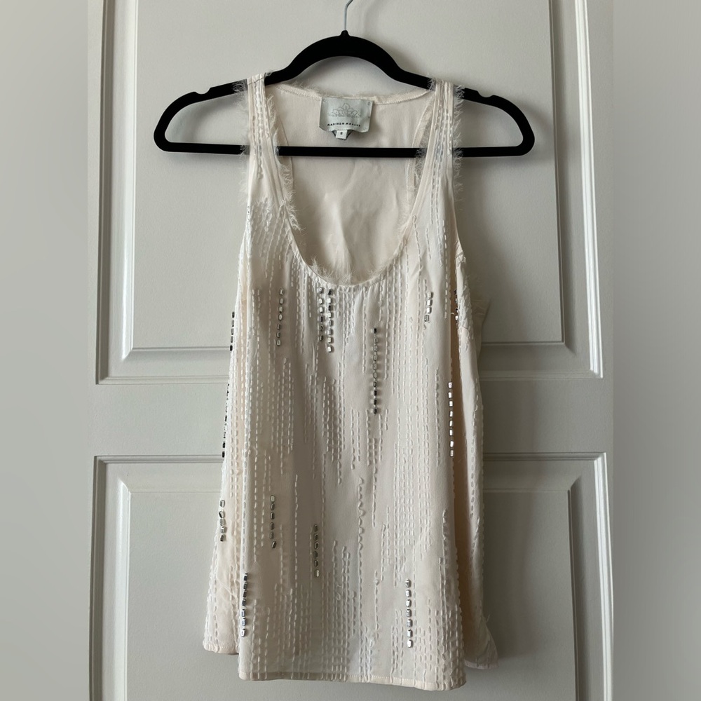 Madison Marcus Cream Bead Tank Top